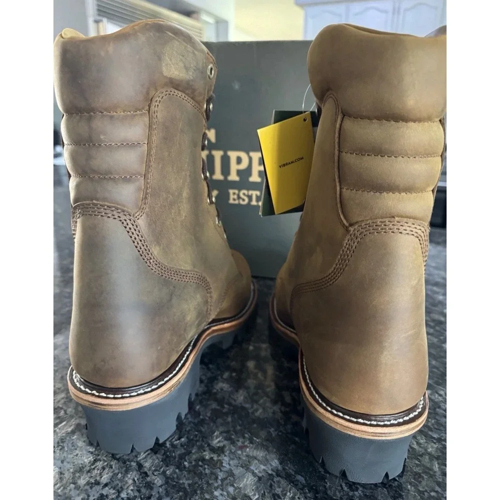 Chippewa Super DNA Tan 9 Inch Waterproof Steel Toe Logger Boots 59405 Mens 8 EEE